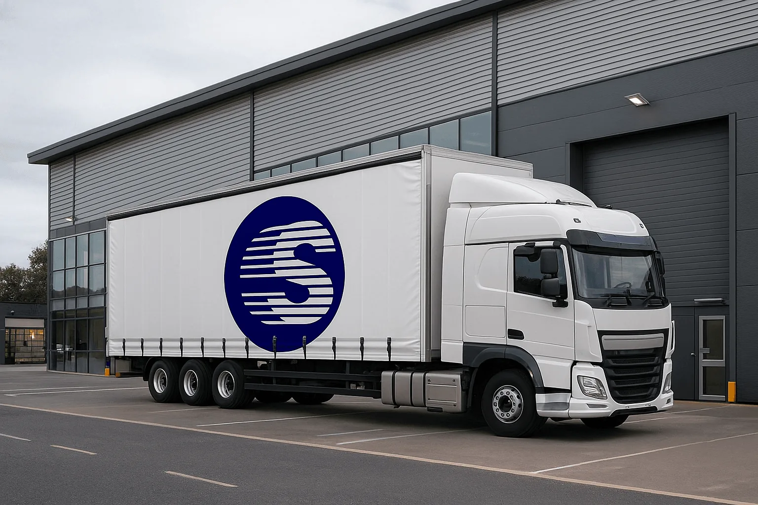 Artic lorry trailer rear view