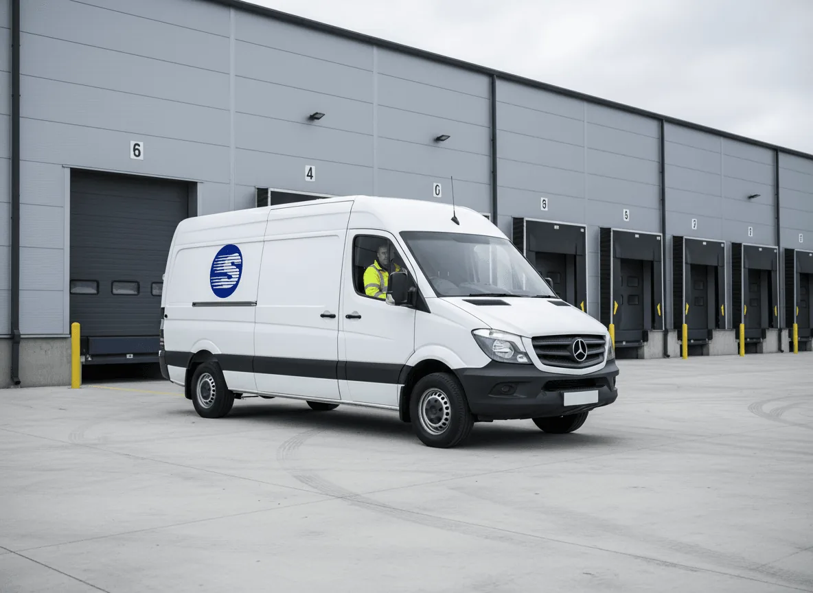 Sonic Transport Extra Long Wheelbase van at a warehouse loading dock